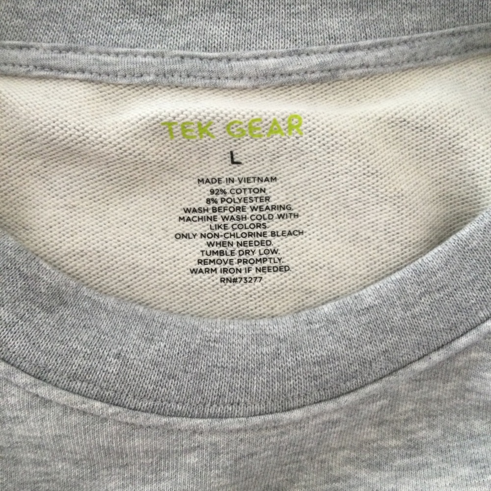 TEK GEAR Men’s Large Gray Ultra Soft Fleece Crewneck Sweatshirt NWT - Picture 7 of 11